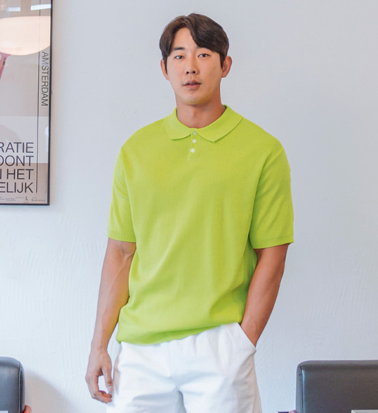 (L-5XL)<br>티오가 半袖襟ニット