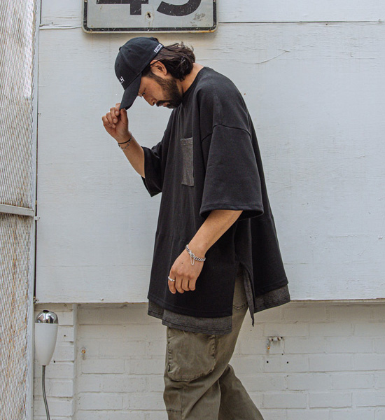 (XL~6XL)<br>니오브라 데님레이어드 半そでティー T230