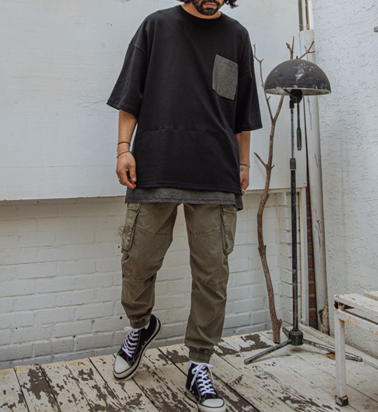 (XL~6XL)<br>니오브라 데님레이어드 半そでティー T230