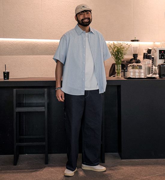 시그론 セミワイドフィット デニム·カーゴ バンディングパンツ