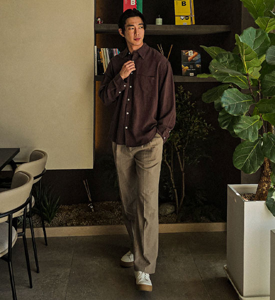 차보쿠 標準フィット バックバンディング リネンスラックス S96