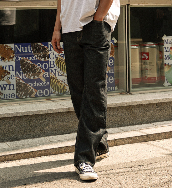 사리냑 標準フィット フェードなし デニムパンツ