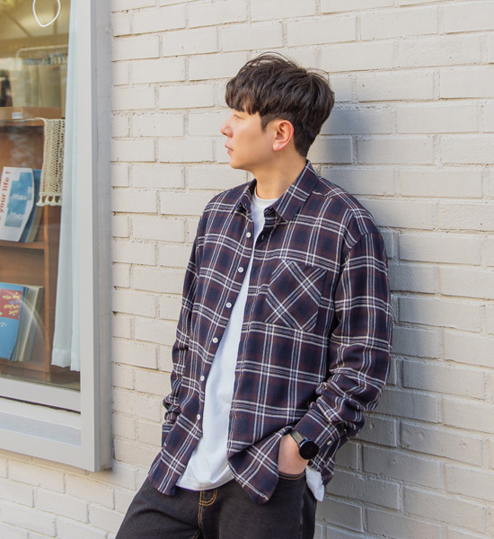 (L~5XL)<br>일년쯤 チェック柄のシャツ