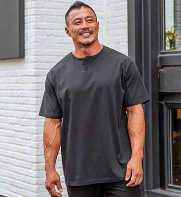 (L-5XL)<br>파라오 ヘンリーネック 半そでティー