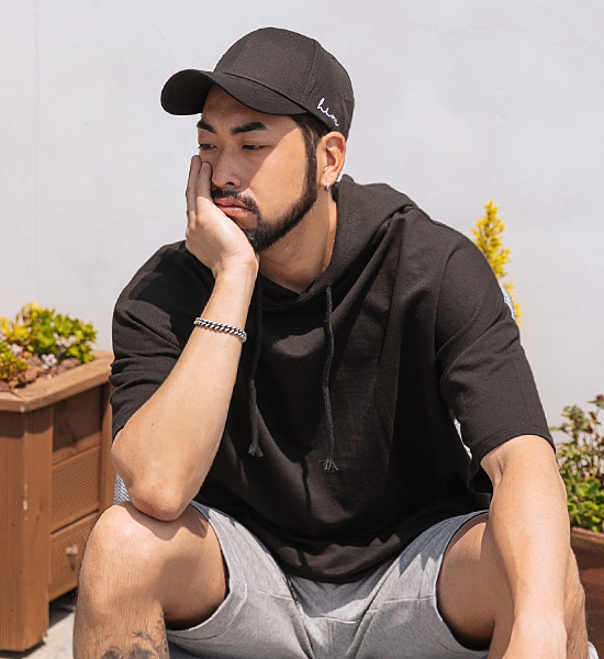 (L~5XL)<br>파라벨 フード付き半袖シャツ