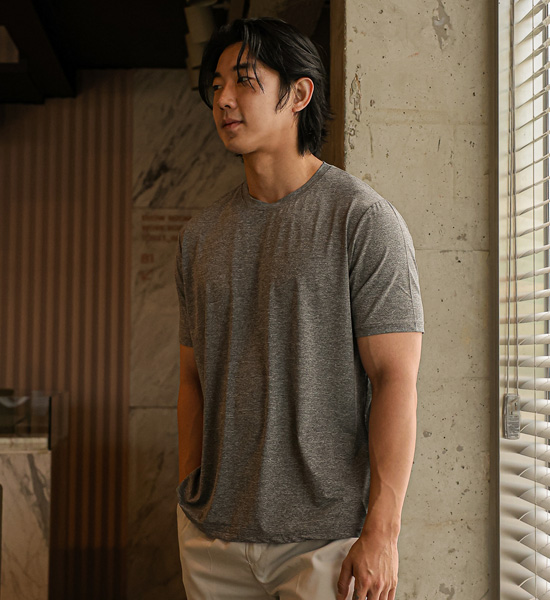 (M-6XL)<br>クールな 촉감 機能性 半そでティー<br><font color="#224f20"><B>*長さを選択 (基本的な,ロング+6cm)</B></font>