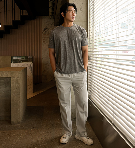 (M-6XL)<br>クールな 촉감 機能性 半そでティー<br><font color="#224f20"><B>*長さを選択 (基本的な,ロング+6cm)</B></font>