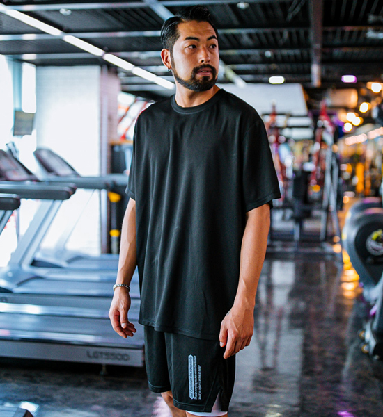 (M-6XL)<BR>폼페이 メッシュ半袖Tシャツ+해링턴 メッシュ バンディング半ズボン<br><font color=