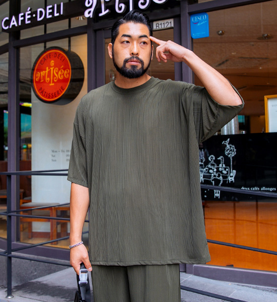 (L-5XL)<BR>베이드 プリッツ 半そでティー