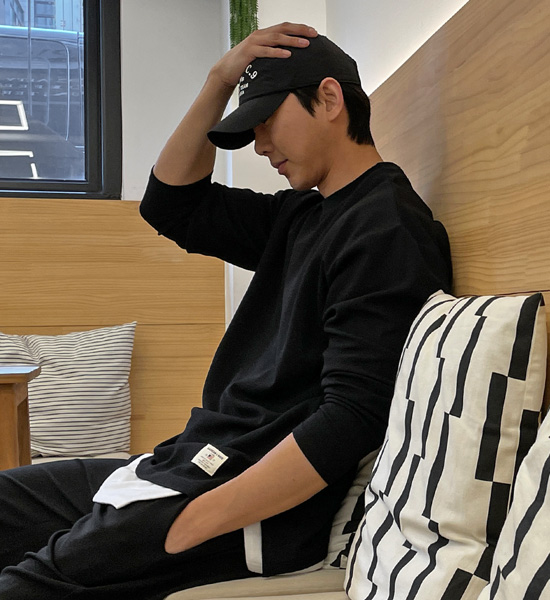 (XL-6XL)<br>루캉 パッチ長袖Tシャツ<br><font color="#fb5ec9"><B>[1+1]</B></font>