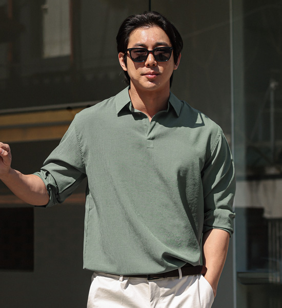 (L-5XL)<BR>더들리 リネンのシャツ