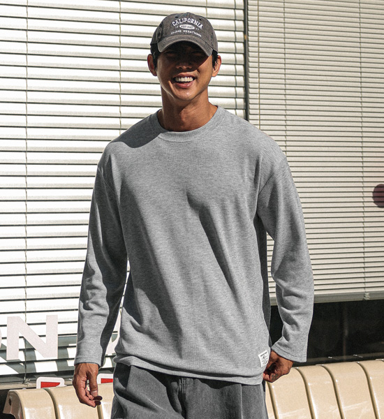 (L-5XL)<BR>나클로 ワッフル 長袖Tシャツ<br><font color="#fb5ec9"><B>[1+1]</B></font>