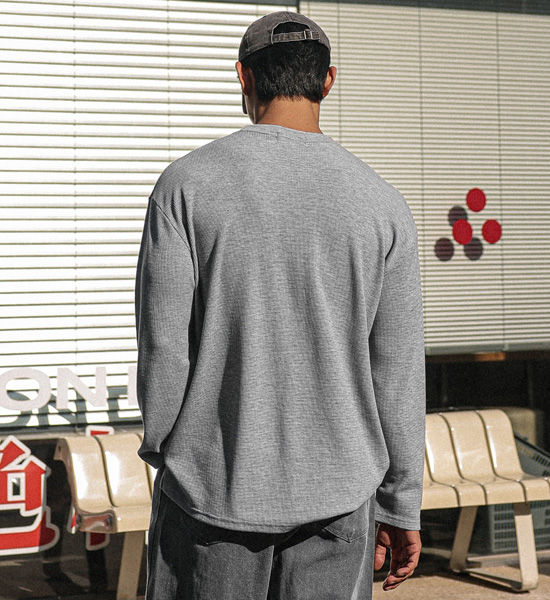 (L-5XL)<BR>나클로 ワッフル 長袖Tシャツ<br><font color="#fb5ec9"><B>[1+1]</B></font>