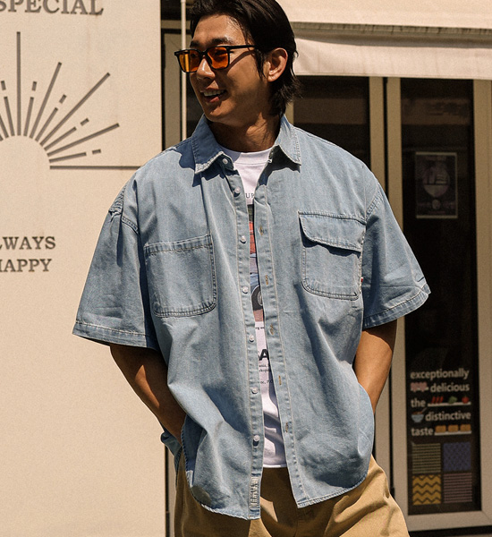 (XL-6XL)<BR>파드로나 デニム半袖シャツ 515