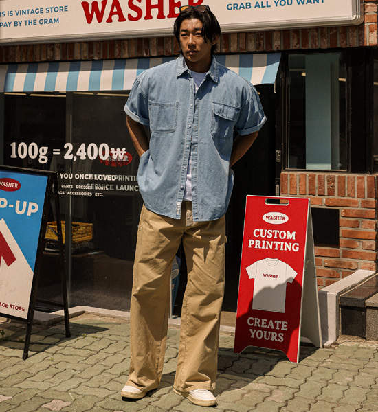 (XL-6XL)<BR>파드로나 デニム半袖シャツ 515