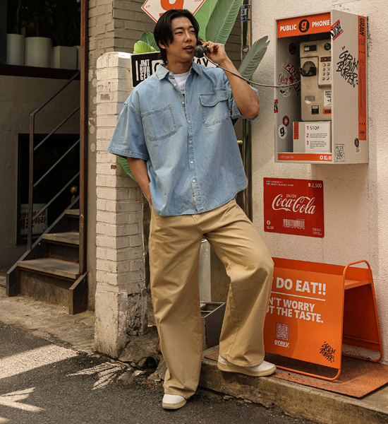 (XL-6XL)<BR>파드로나 デニム半袖シャツ 515