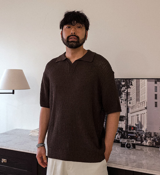 (L-5XL)<br>시나크 オープンカラー 半袖のニット S002