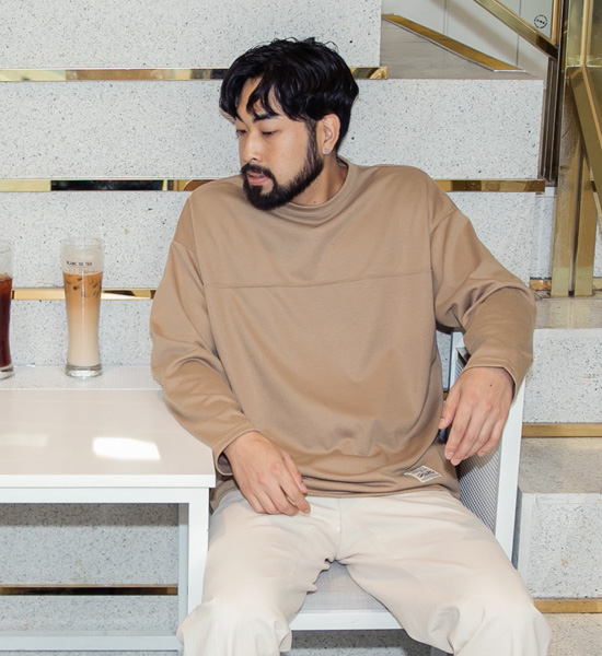 (M~5XL)<br>꺼내입어요 切開 長袖Tシャツ<br><font color="#fb5ec9"><B>[1+1]</B></font>