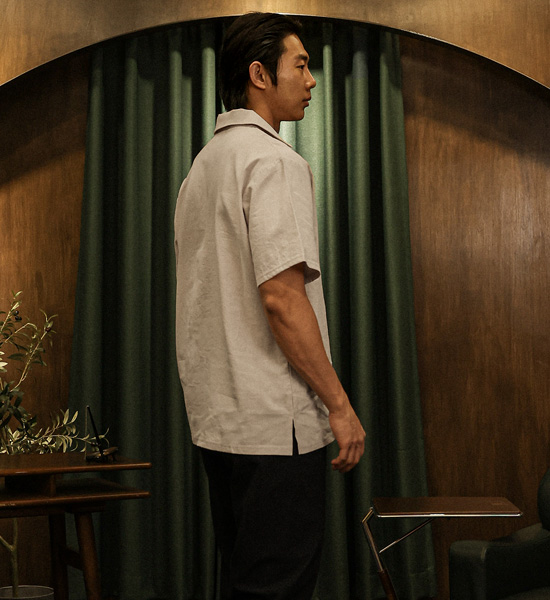 (L-5XL)<br>순간적인 リネンオープンカラー