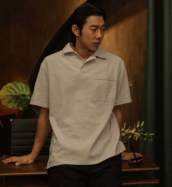 (L-5XL)<br>순간적인 リネンオープンカラー