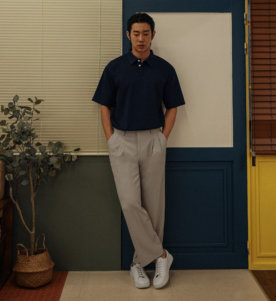 (L-4XL)<BR>나우자스 半袖襟Tシャツ
