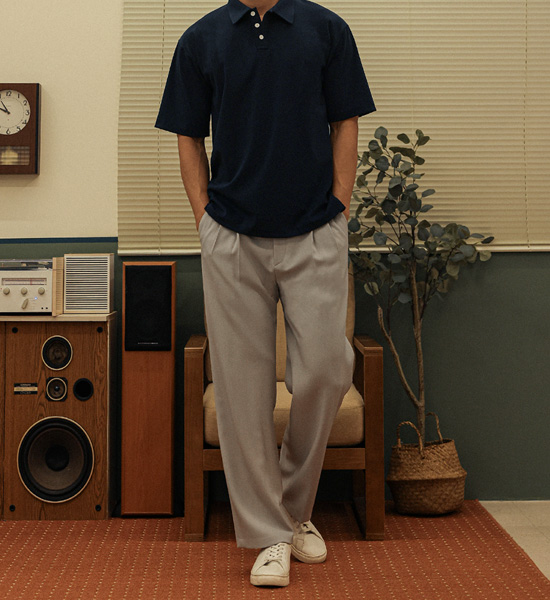 (L-4XL)<BR>나우자스 半袖襟Tシャツ