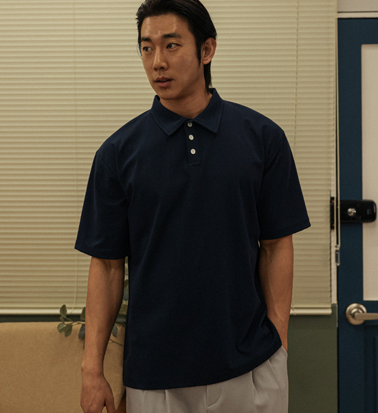 (L-4XL)<BR>나우자스 半袖襟Tシャツ