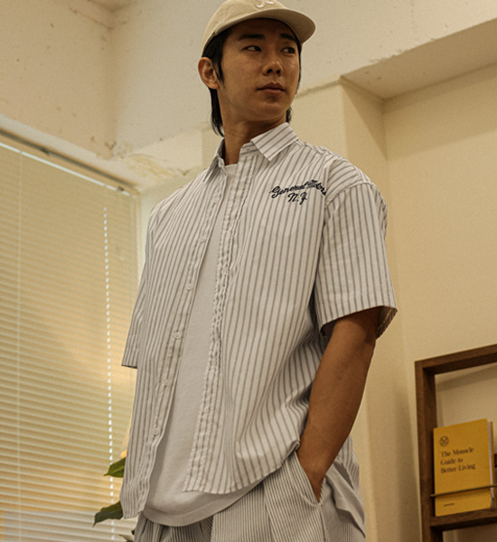 모하치 ストライプ 半袖シャツ