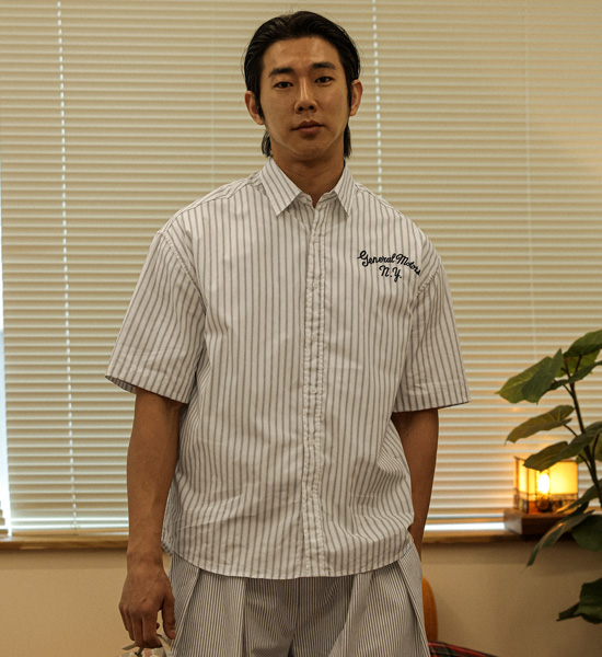 모하치 ストライプ 半袖シャツ