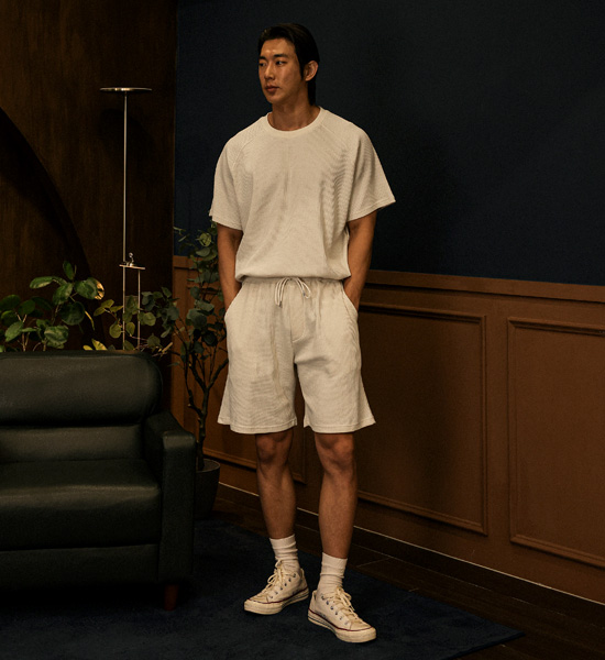 (XL-6XL)<br>크리초마 ワッフルバンドのショートパンツ SET002-P