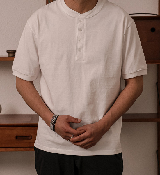 (XL-6XL)<BR>리즈토 ヘンリーネック 半そでティー