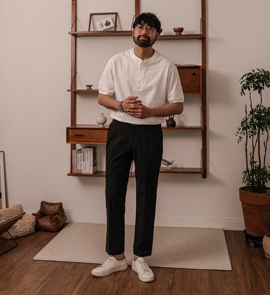 (XL-6XL)<BR>리즈토 ヘンリーネック 半そでティー