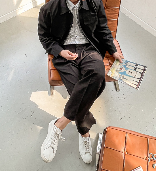 (L-4XL)<br>하토 ワイドフィット 뒷밴딩팬츠