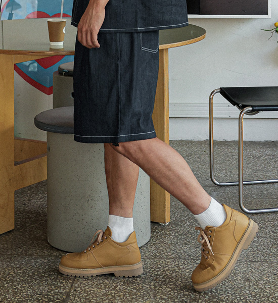 (XL-6XL)<BR>라리야 リネンノンウォッシュジーンズ バンディング半ズボン