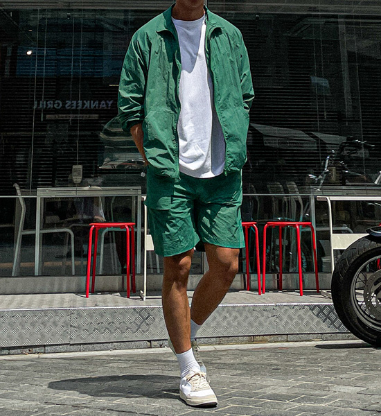 (M-6XL)<BR>코로트 ナイロンジップアップ 82301+스토지 ナイロン カーゴバンディングショートパンツ 82301