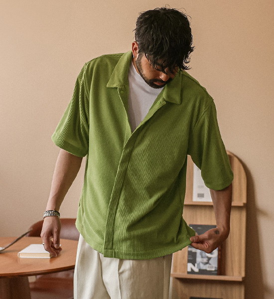 (L-5XL)<BR>노우라카 ニット 半袖シャツ