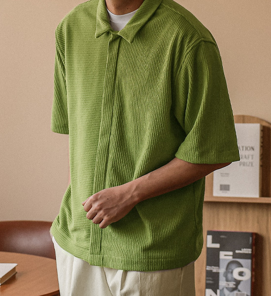 (L-5XL)<BR>노우라카 ニット 半袖シャツ