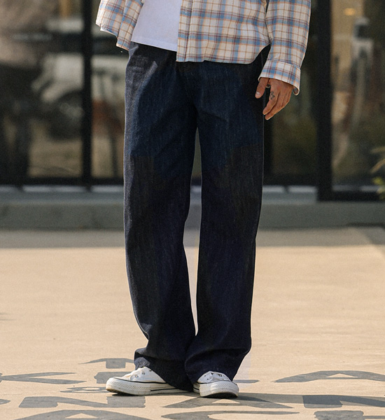 (S-3XL)<br>얀츠 標準フィット ノンウォッシュデニムパンツ #15