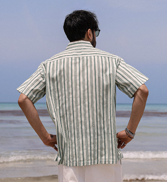 타이언 ストライプ 半袖シャツ