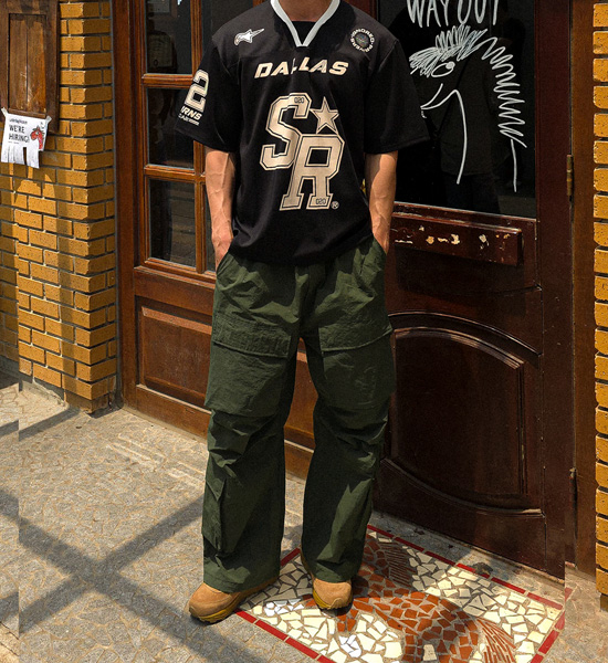 (M-4XL)<BR>루단키 セミワイドフィット ナイロン カーゴバンディングパンツ