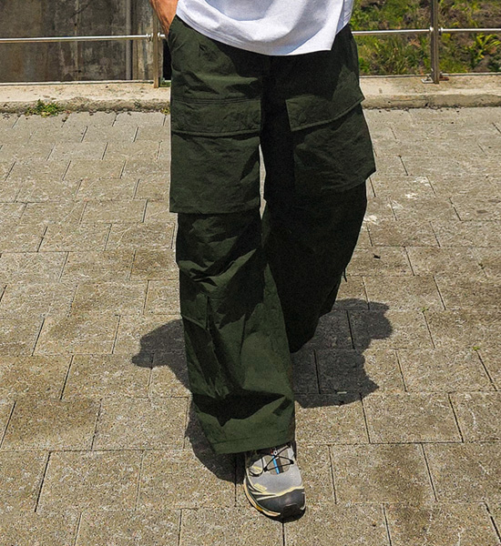 (M-4XL)<BR>루단키 セミワイドフィット ナイロン カーゴバンディングパンツ