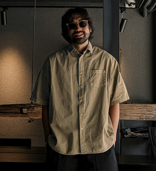 (L-5XL)<BR>노커드 顔料 半袖シャツ