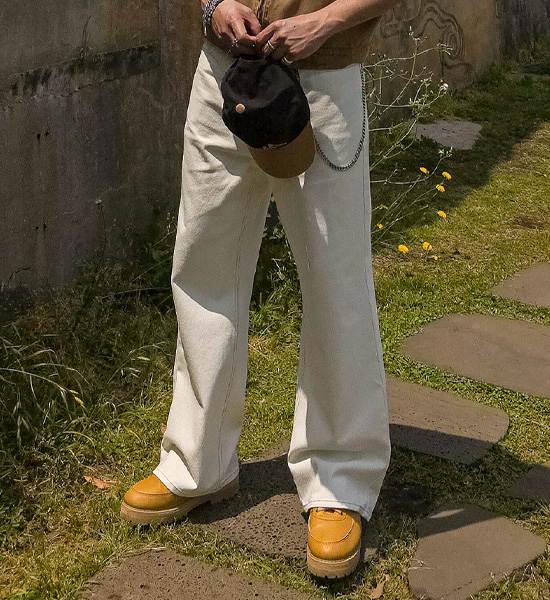 (S-5XL)<BR>하멜린 セミワイドフィット 綿パンツ D586