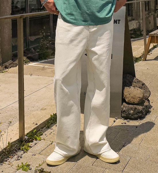 (S-5XL)<BR>하멜린 セミワイドフィット 綿パンツ D586