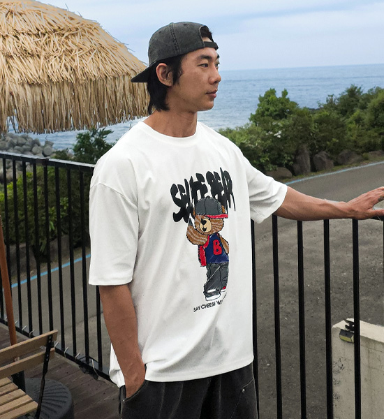(L-5XL)<br>셀피베어 半そでティー