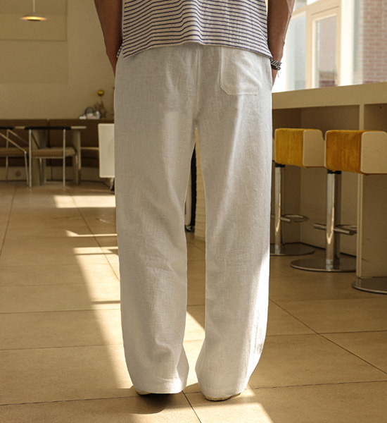 (L-5XL)<br>파라바드 セミワイドフィット リネンバンディングパンツ D585