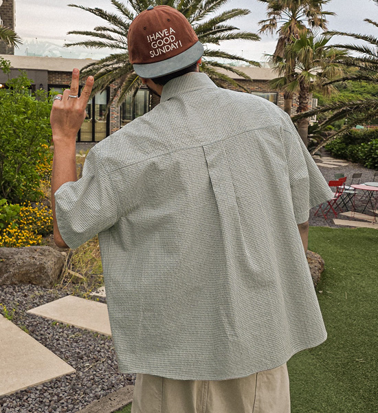 (XL-6XL)<br>하르마크 チェック半袖シャツ N013
