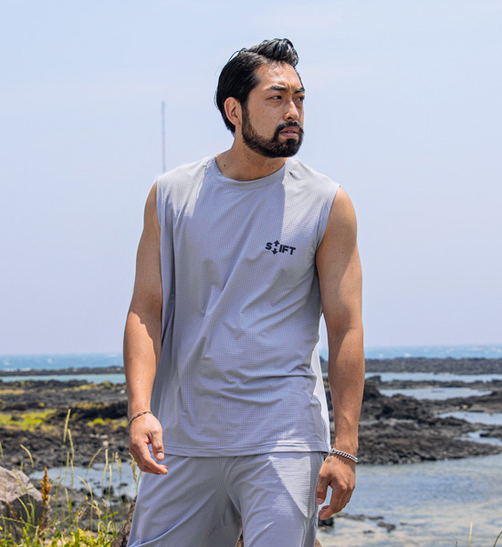 (M-6XL)<br>크루엘라 メッシュ 袖なし<br><font color="#072c81"><B>[ W.DNA ]</B></font>