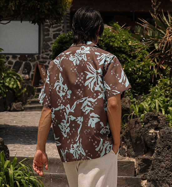 (XL-6XL)<br>리오세아 リネン オープンカラー 半袖シャツ N008