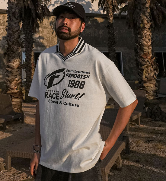 (XL-6XL)<br>트란카스 オープンカラー 半そでティー T031